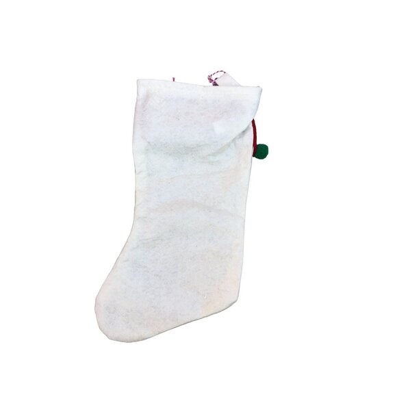 RED/WHITE GINGERBREAD MAN CHRISTMAS STOCKING "LEO" EMBELLISHED ON TOP SIZE-16" - Picture 4 of 4